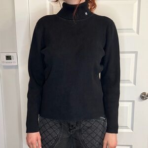 Ralph Lauren black ribbed cotton mock neck sweater